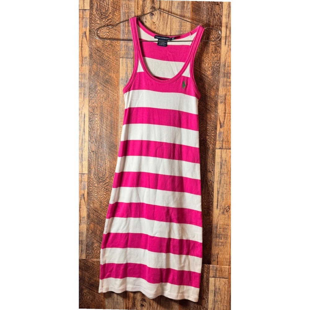 Ralph Lauren Sport Dress XS Pink White Striped Sleeveless Tank‎ Casual